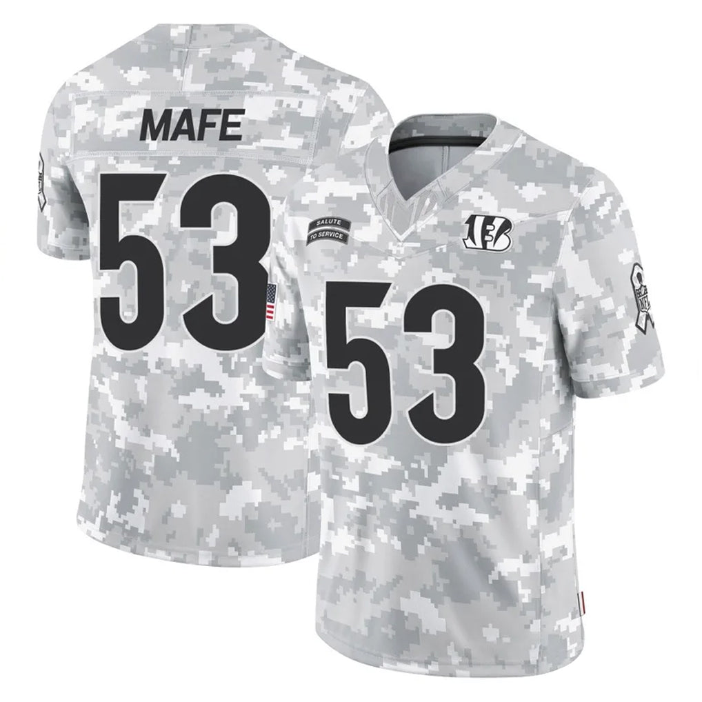 C.Bengals #53 Boye Mafe Player Arctic Camo Salute to Service Limited Gdoa Stitched Jerseys
