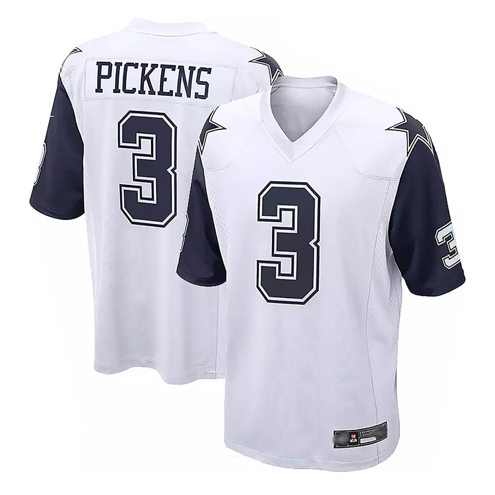 D.Cowboys #3 George Pickens Player White-Navy Home Game Gdoa Stitched Jerseys