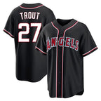 LA.Angels #27 Mike Trout Player Black Fashion Out Home Game Fdoa Stitched Jerseys