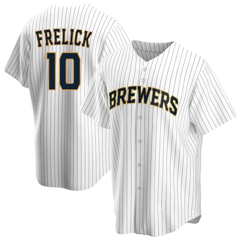 M.Brewers #10 Sal Frelick Player White Home Game Fdoa Stitched Jerseys