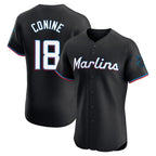 M.Marlins #18 Griffin Conine Player Black Vapor Home Limited Elite Fdoa Stitched Jerseys