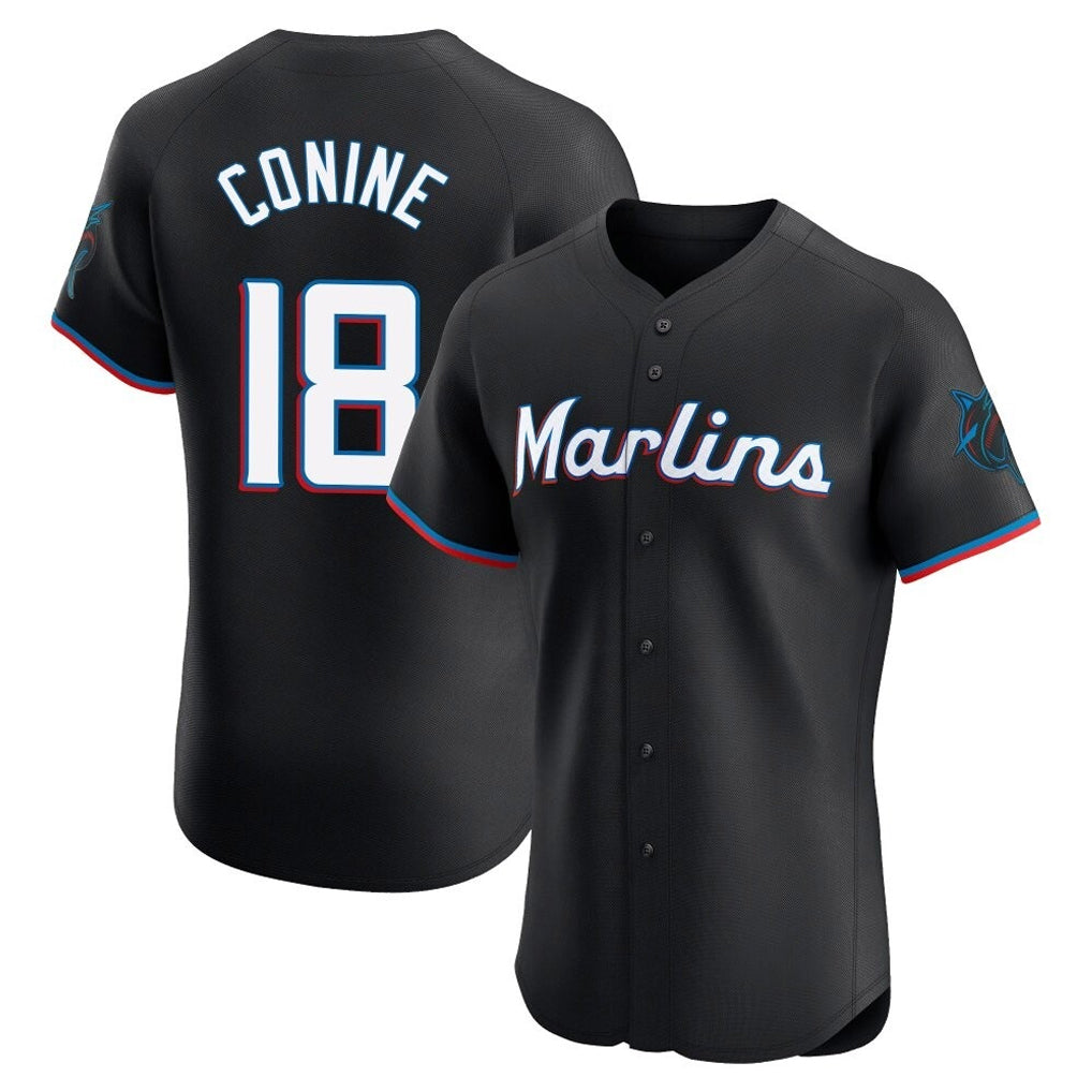 M.Marlins #18 Griffin Conine Player Black Vapor Home Limited Elite Fdoa Stitched Jerseys