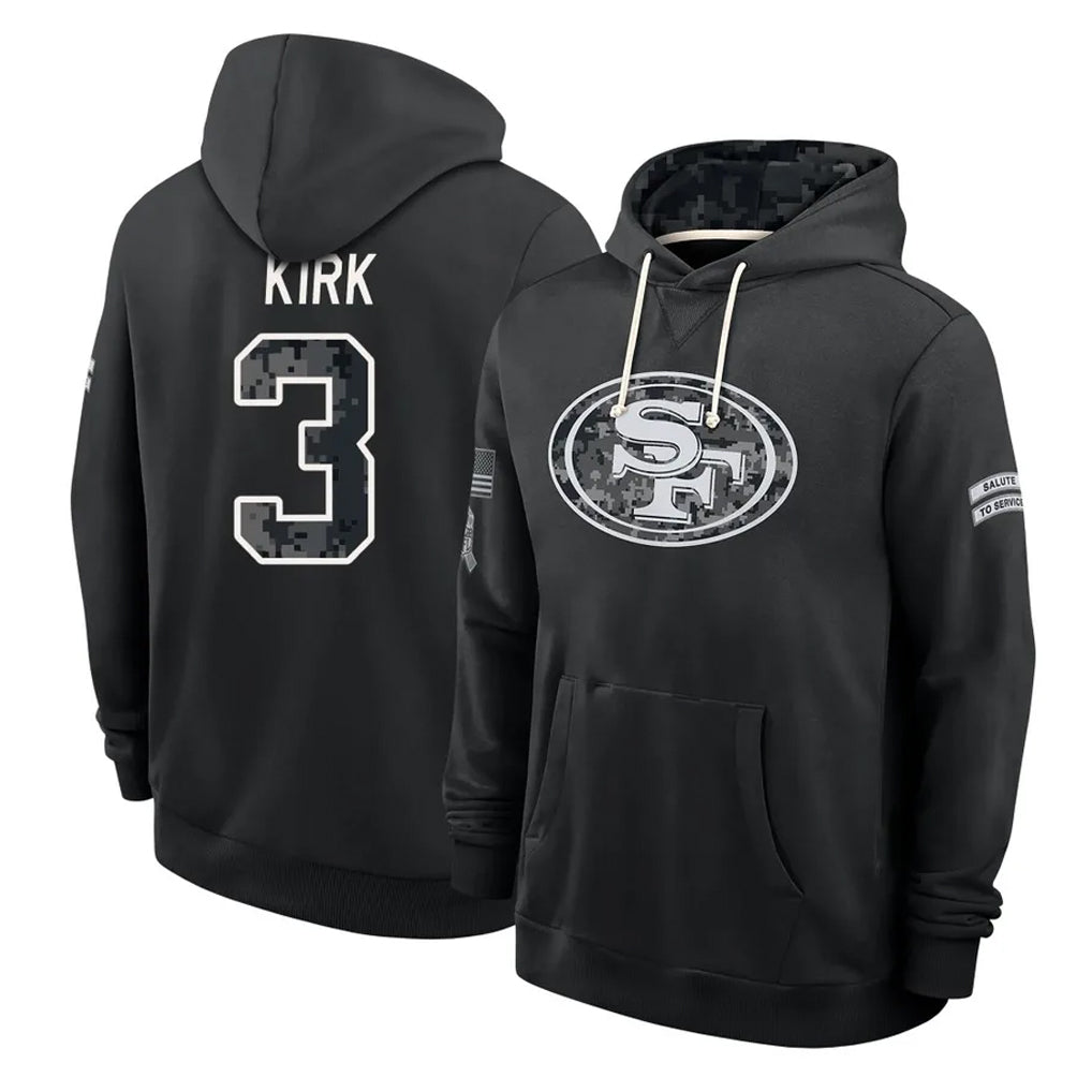 SF.49ers #3 Christian Kirk Player 2026 Black Logo Pullover Hoodies Limited Game Gdoa Stitched Jerseys