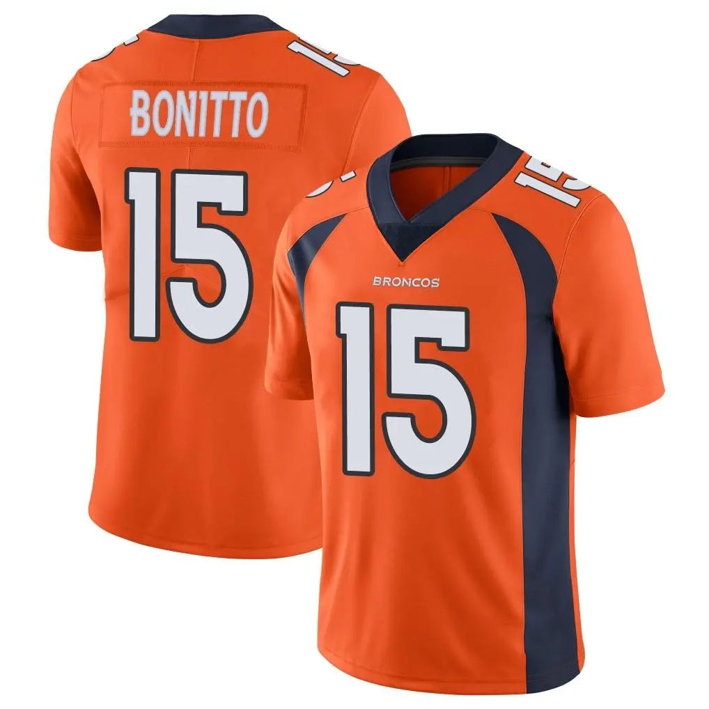 D.Broncos #15 Nik Bonitto Player Orange Color Vapor Untouchable Limited Game Ddoa Stitched Jerseys