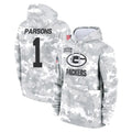 GB.Packers #1 Micah Parsons Player Arctic Camo Salute to Service Hoodies Limited Game Gdoa Stitched Jerseys
