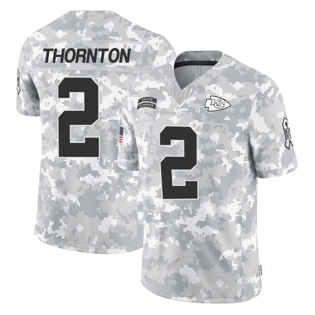 KC.Chiefs #2 Tyquan Thornton Player Arctic Camo Salute To Service Limited Game Gdoa Stitched Jerseys