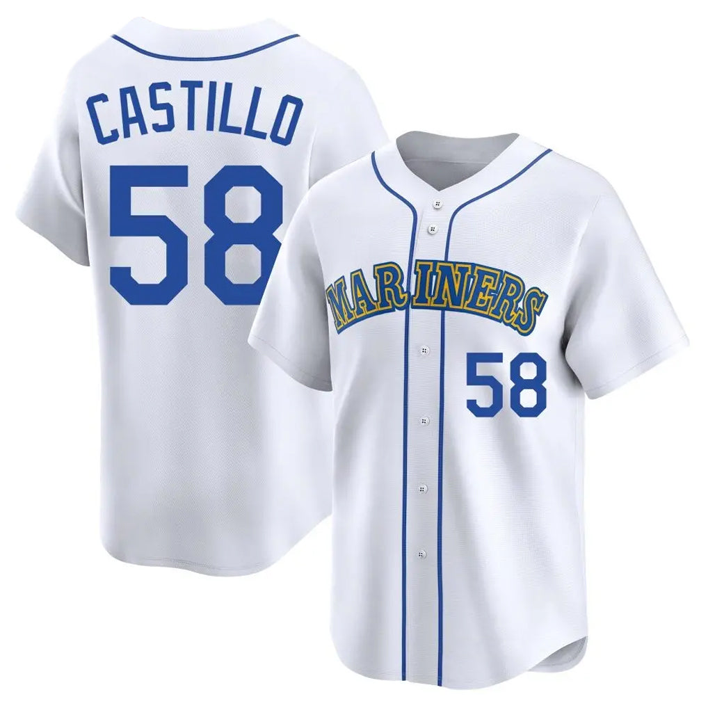 S.Mariners #58 Luis Castillo Player White Throwback Cooperstown Collection Limited Game Fdoa Stitched Jerseys