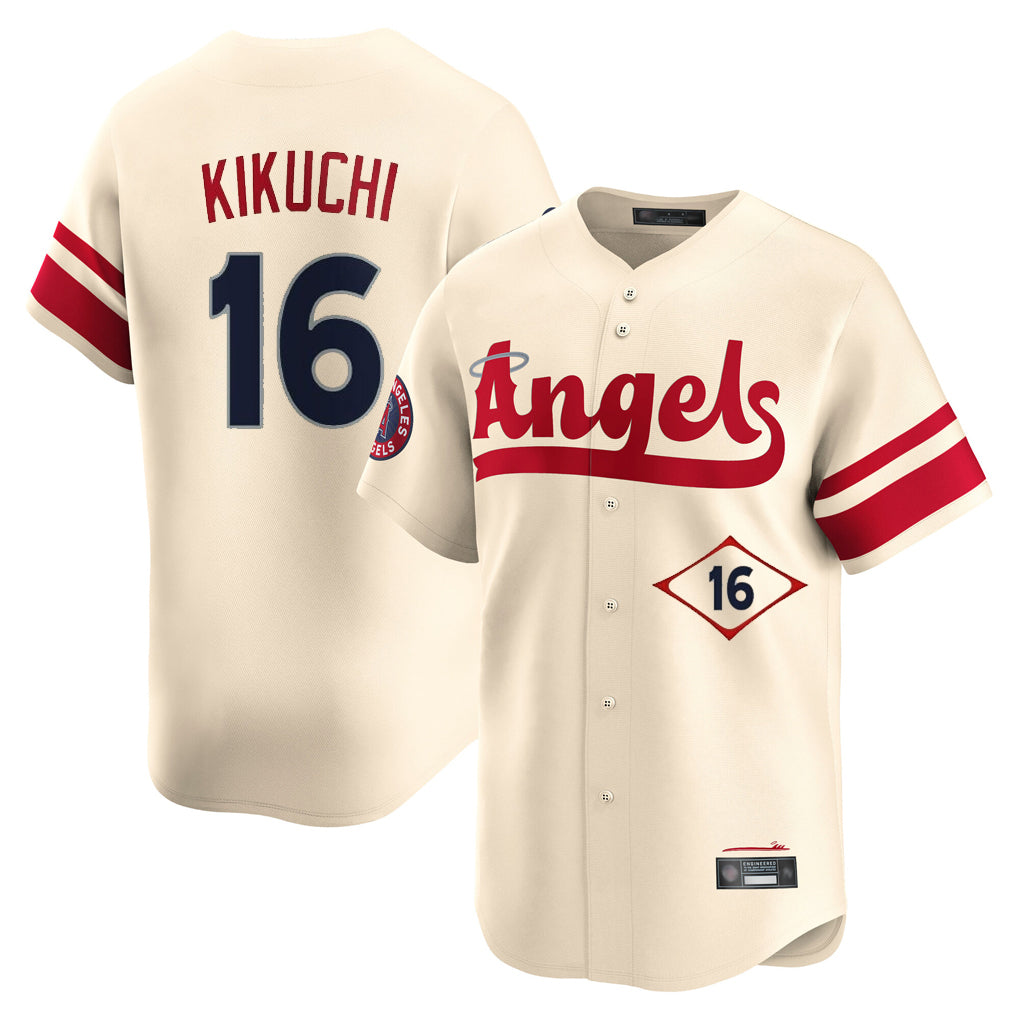 LA.Angels #16 Yusei Kikuchi Player Cream City Connect Limited Home Fdoa Stitched Jerseys