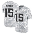 M.Vikings #15 Dallas Turner Player Arctic Camo Salute To Service Limited Game Gdoa Stitched Jerseys