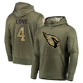 A.Cardinals #4 Jeremiyah Love Player Olive Salute to Service Limited Hoodies Gdoa Stitched Jerseys