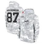 M.Vikings #87 T.J. Hockenson Player Arctic Camo Salute to Service Pullover Hoodies Limited Game Gdoa Stitched Jerseys