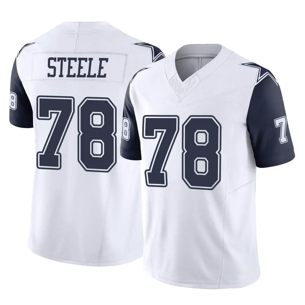 D.Cowboys #78 Terence Steele Player White-Navy Limited Vapor F.U.S.E. Home Game Gdoa Stitched Jerseys