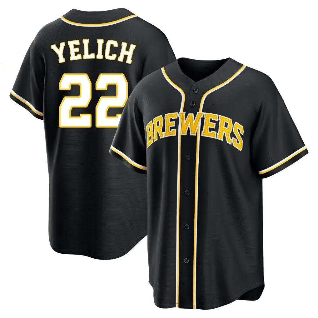 M.Brewers #22 Christian Yelich Player Black Fashion Out Home Game Fdoa Stitched Jerseys