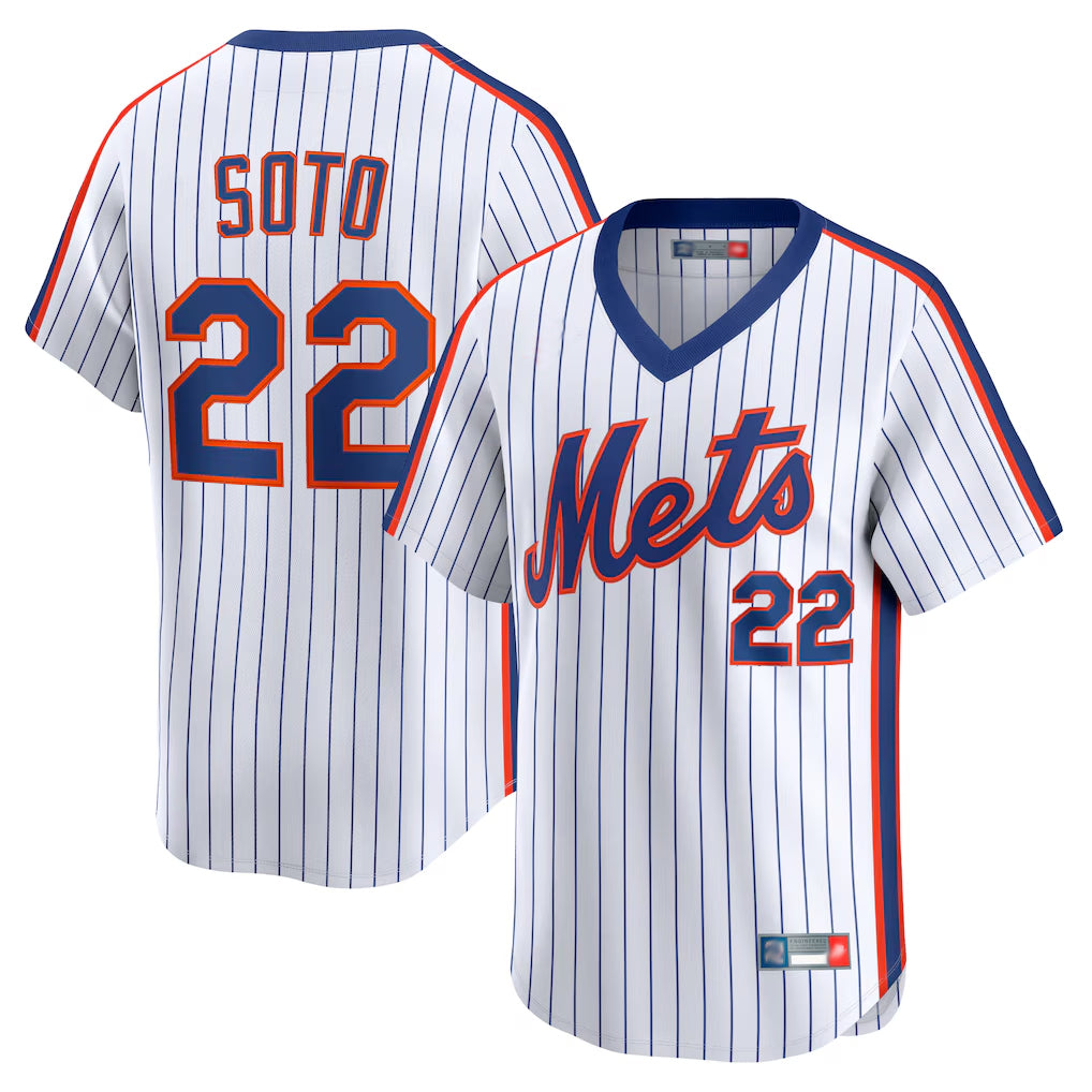 NY.Mets #22 Juan Soto Player White Cooperstown Collection T-shirt Game Fdoa Stitched Jerseys