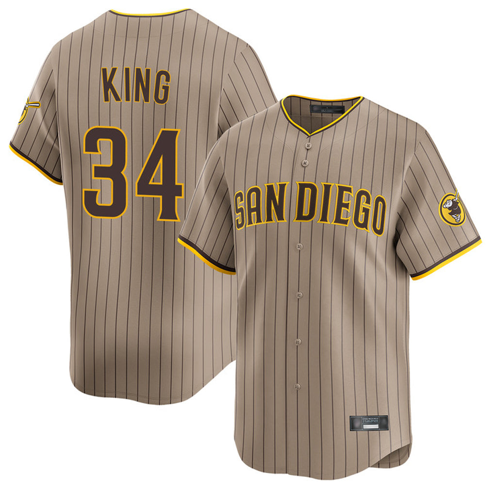 S.Diego Padres #34 Michael King Player Khaki Home Limited Fdoa Stitched Jerseys