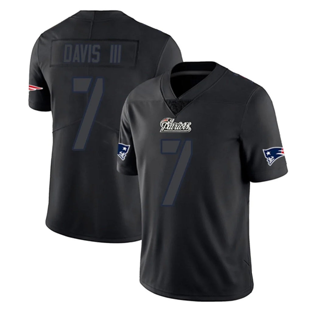 NE.Patriots #7 Carlton Davis III Player Black Impact LImited Home Game Gdoa Stitched Jerseys