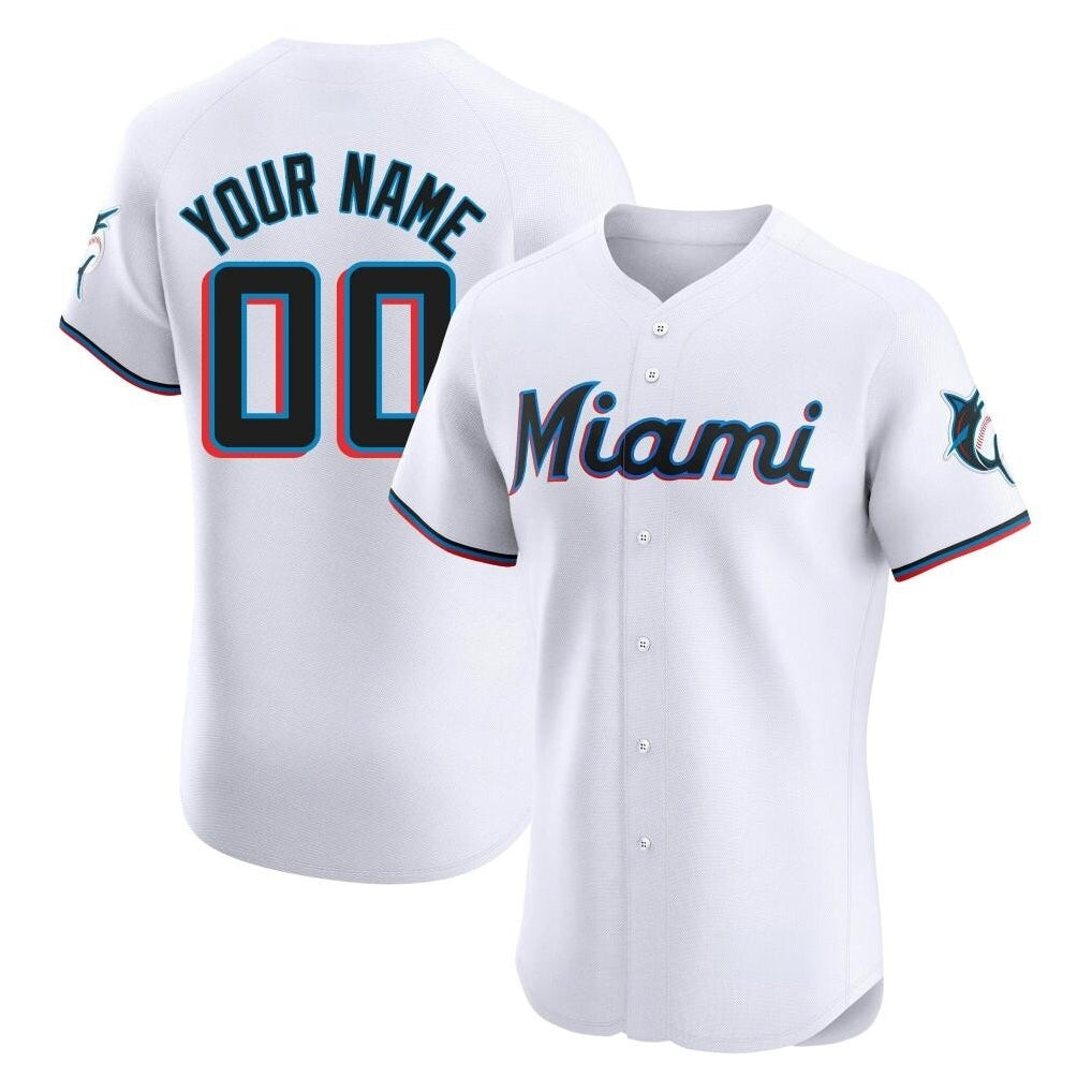 Custom M.Marlins White Limited Elite Home Game Any Name & Number Gdoa Stitched Jerseys