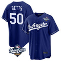 LA.Dodgers #50 Mookie Betts Player Royal World Series Game Fdoa Stitched Jerseys