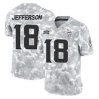 M.Vikings #18 Justin Jefferson Player Arctic Camo Salute To Service Limited Game Gdoa Stitched Jerseys