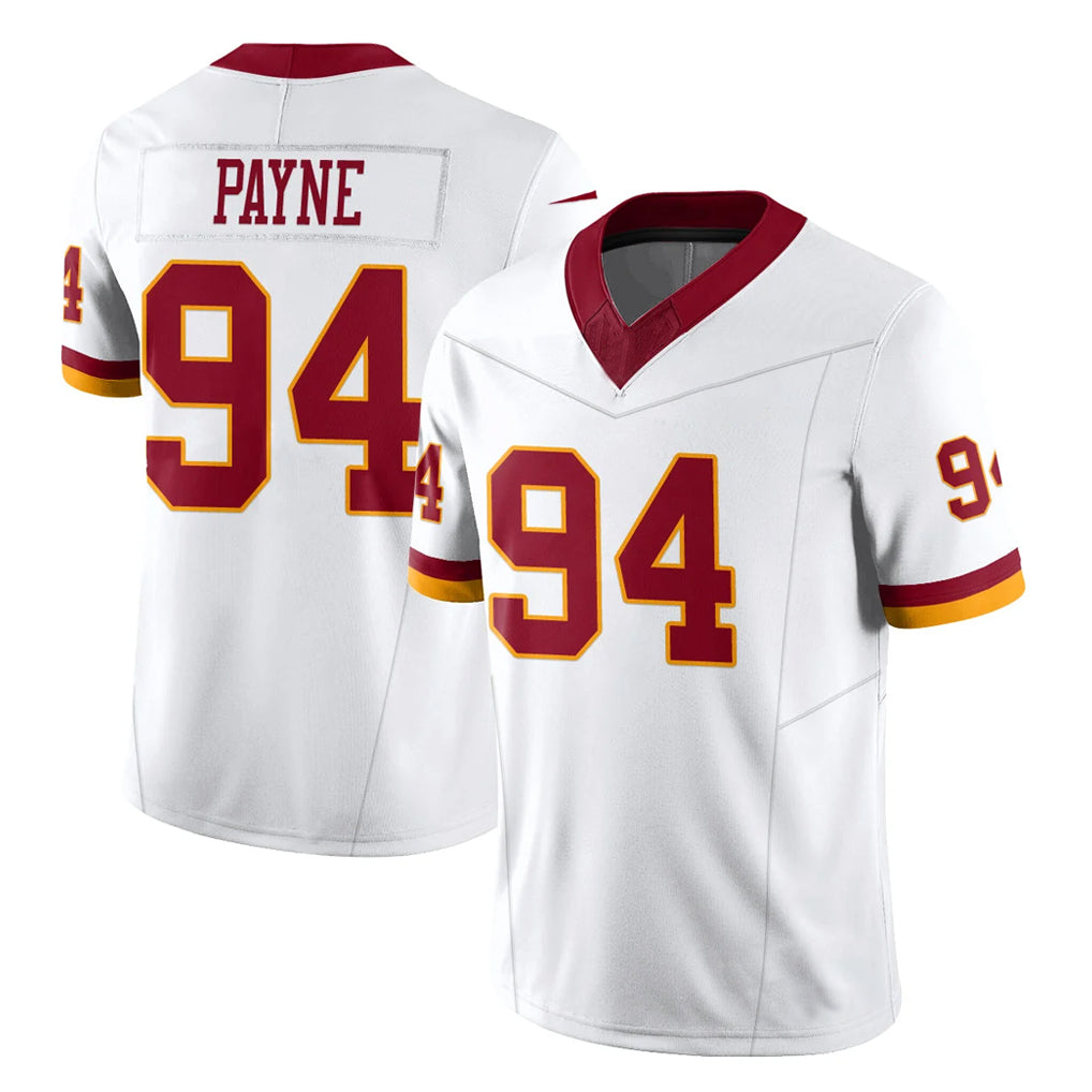 W.Commanders #94 Daron Payne Player White Limited Vapor F.U.S.E. Home Game Gdoa Stitched Jerseys