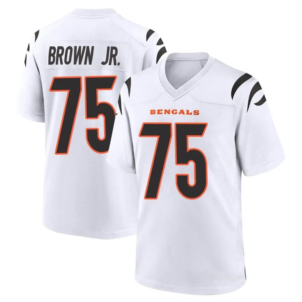 C.Bengals #75 Orlando Brown Jr. Player White Home Game Gdoa Stitched Jerseys