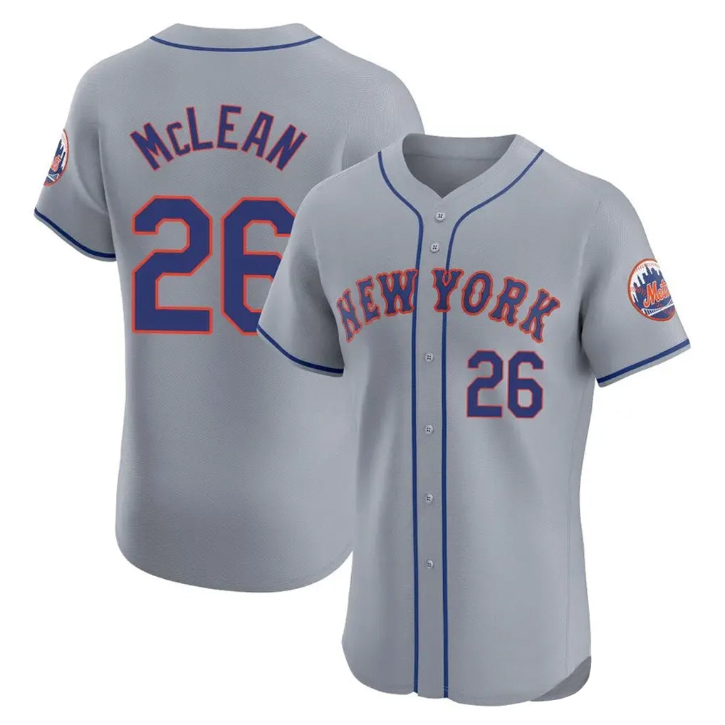 NY.Mets #26 Nolan McLean Player Gray Road Limited Elite Home Fdoa Stitched Jerseys