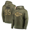 KC.Chiefs #95 Chris Jones Player Olive Salute to Service Pullover Hoodies Home Game Gdoa Stitched Jerseys