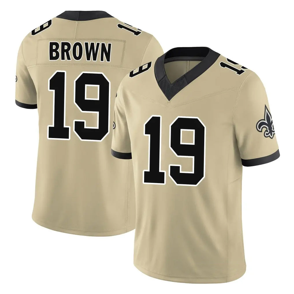 NO.Saints #19 Barion Brown Player Gold Limited Vapor F.U.S.E. Home Game Gdoa Stitched Jerseys