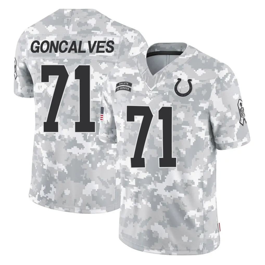IN.Colts #71 Matt Goncalves Player Arctic Camo Salute To Service Limited Game Gdoa Stitched Jerseys