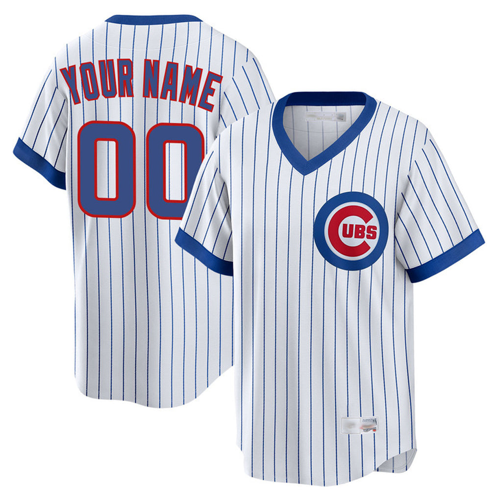 Custom C.Cubs White T-shirt Cooperstown Collection Limited Any Name & Number Gdoa Stitched Jerseys