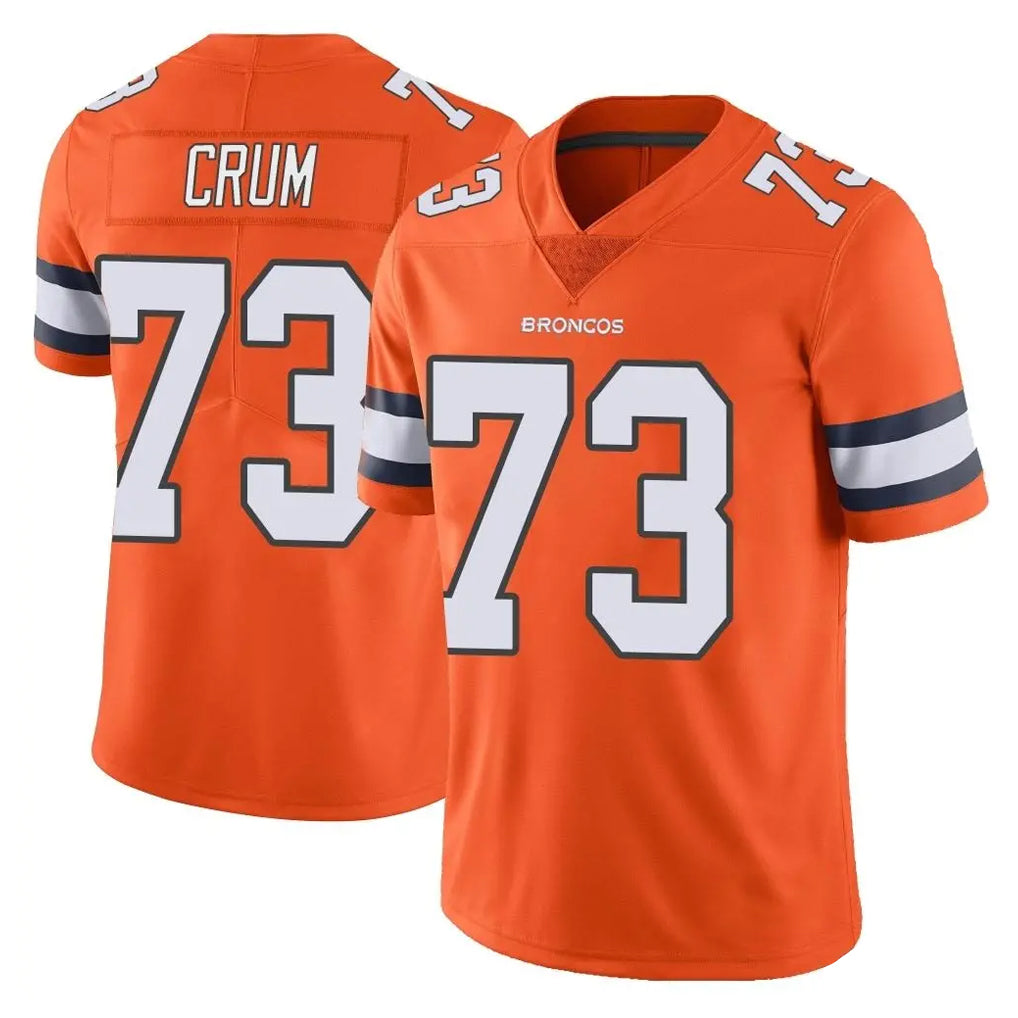 D.Broncos #73 Frank Crum Player Orange Vapor Untouchable Limited Home Game Gdoa Stitched Jerseys