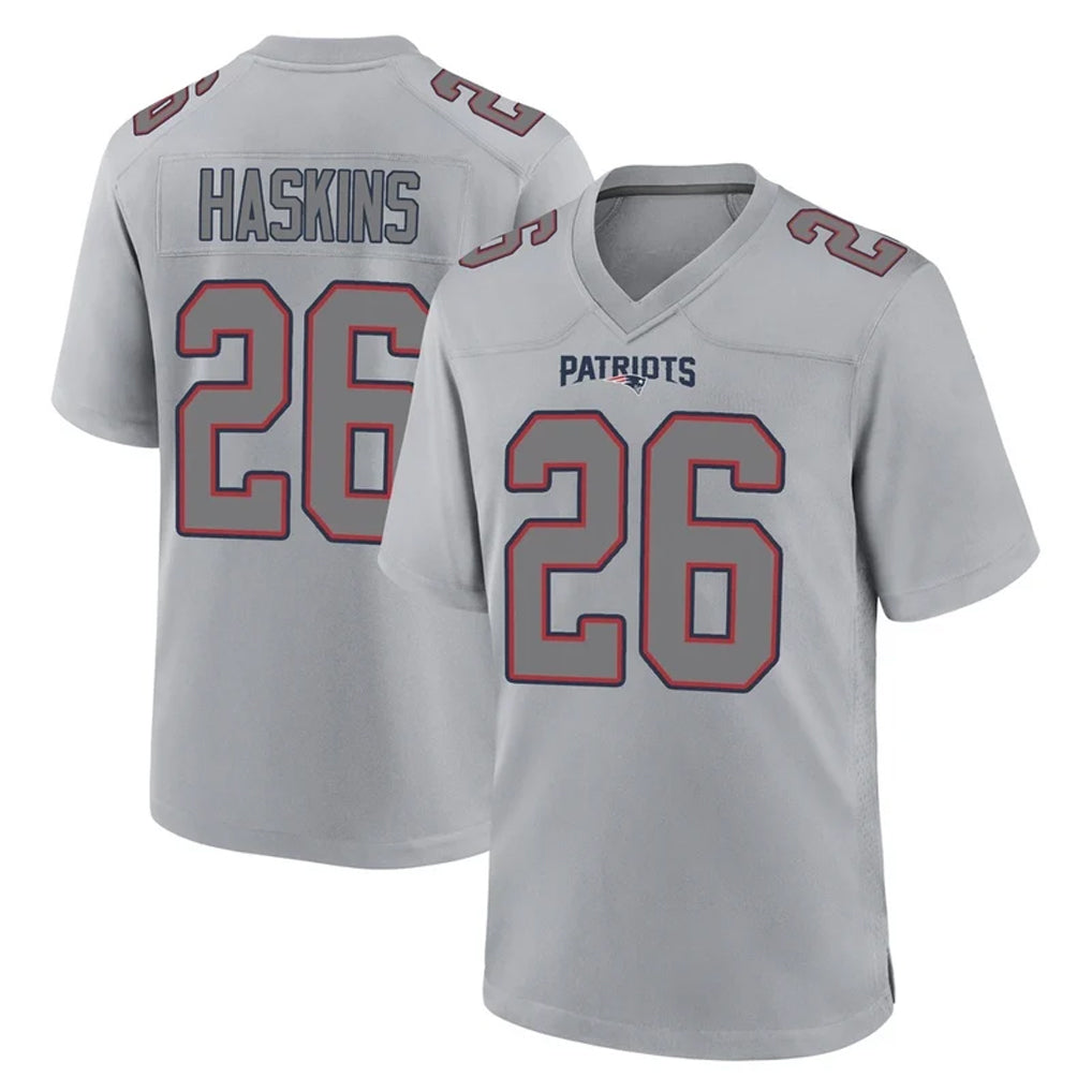 NE.Patriots #26 Hassan Haskins Player Gray Fashion Limited Home Game Gdoa Stitched Jerseys