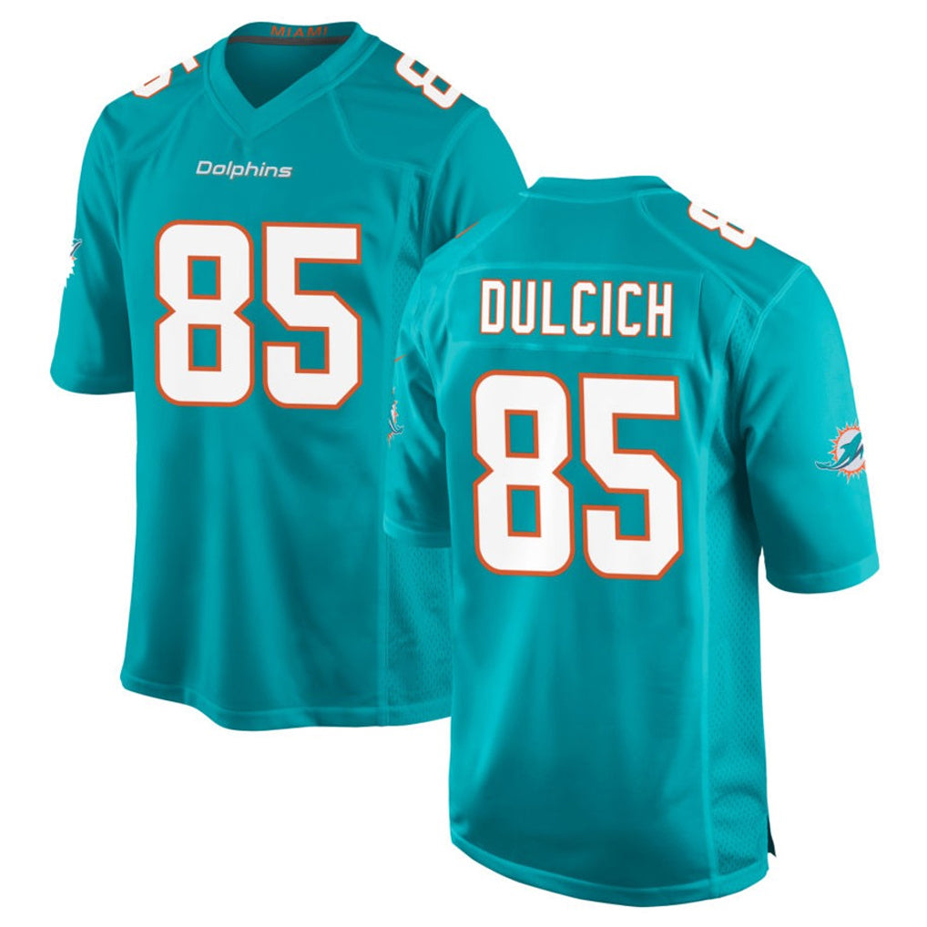 M.Dolphins #85 Greg Dulcich Player Aqua Home Game Gdoa Stitched Jerseys