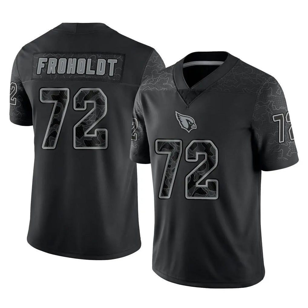 A.Cardinals #72 Hjalte Froholdt Player Black RFLCTV Limited Home Game Gdoa Stitched Jerseys