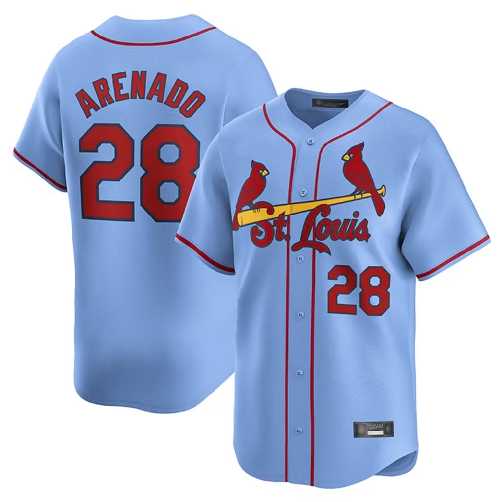 St. Louis Cardinals #28 Nolan Arenado Player Light Blue Home Limited Fdoa Stitched Jerseys