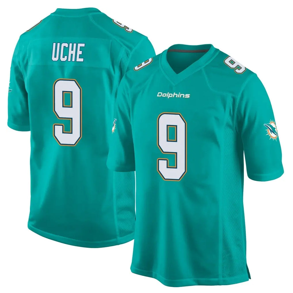 M.Dolphins #9 Joshua Uche Player Aqua Team Color Home Game Gdoa Stitched Jerseys