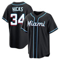 M.Marlins #34 Liam Hicks Player Black Fashion Out Home Game Fdoa Stitched Jerseys