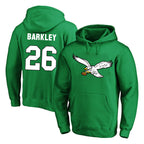 P.Eagles #26 Saquon Barkley Player Green Pullover Hoodies Home Game Gdoa Stitched Jerseys