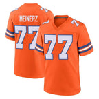 D.Broncos #77 Quinn Meinerz Player Orange Alternate Collection Throwback Game Gdoa Stitched Jerseys