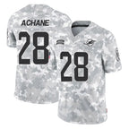 M.Dolphins #28 De'Von Achane Player Arctic Camo Salute To Service Limited Game Gdoa Stitched Jerseys