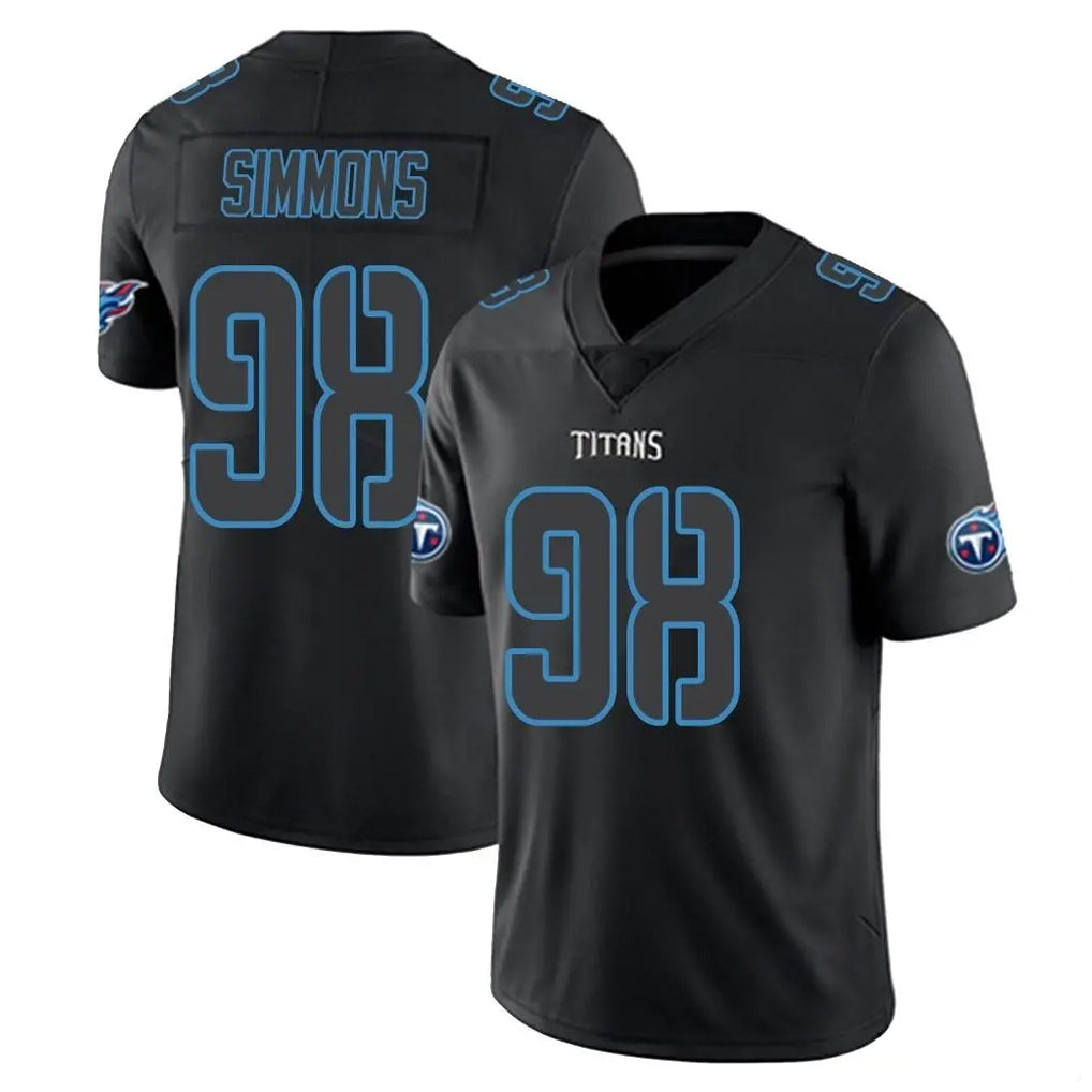 T.Titans #98 Jeffery Simmons Player Black Impact Limited Home Game Gdoa Stitched Jerseys