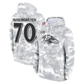 B.Ravens #70 Roger Rosengarten Player Arctic Camo Salute to Service Pullover Hoodie Gdoa Stitched Jerseys