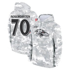 B.Ravens #70 Roger Rosengarten Player Arctic Camo Salute to Service Pullover Hoodie Gdoa Stitched Jerseys