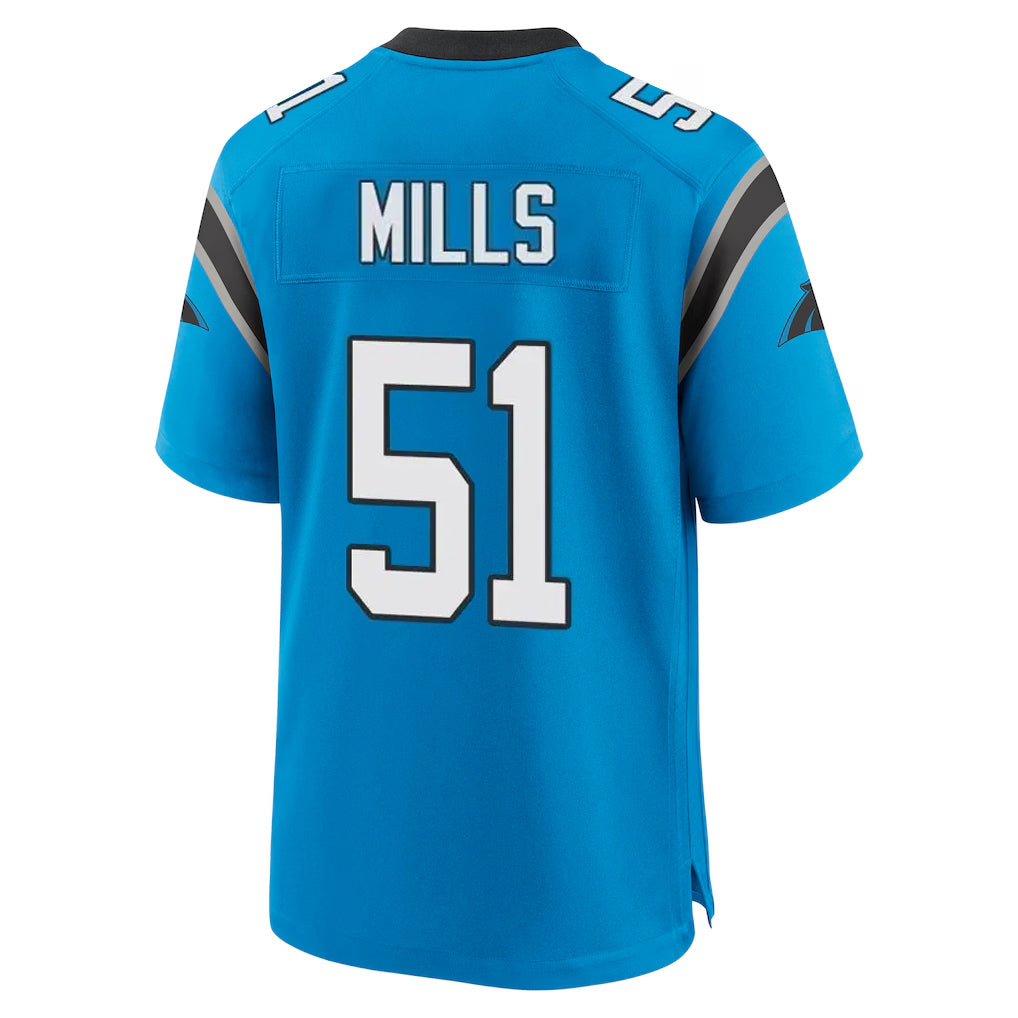 C.Panthers #51 Sam Mills Player Blue Home Game Gdoa Stitched Jerseys