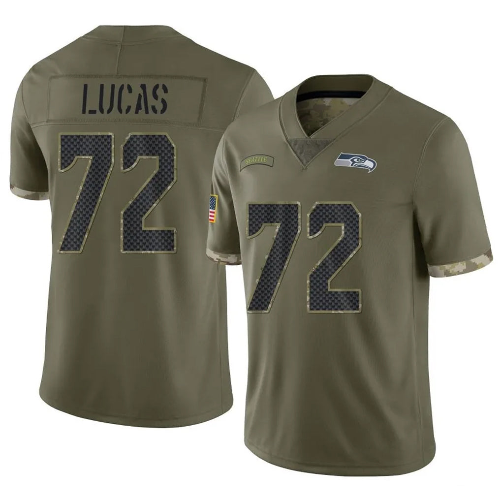 S.Seahawks #72 Abraham Lucas Player Olive Limited Salute To Service Home Game Gdoa Stitched Jerseys