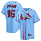 St. Louis Cardinals #16 Nolan Gorman Player Light Blue Home Game Fdoa Stitched Jerseys