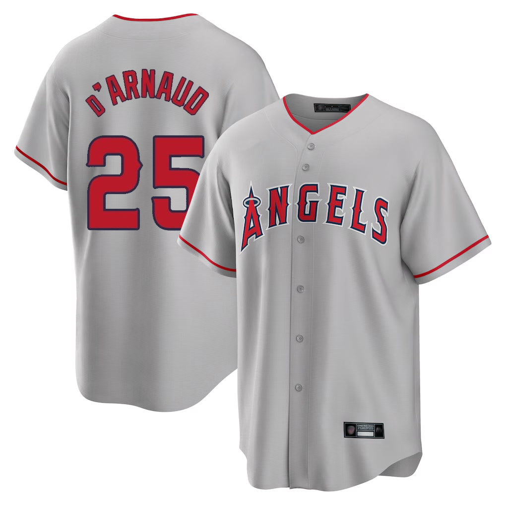 LA.Angels #25 Travis d'Arnaud Player Gray Home Game Fdoa Stitched Jerseys
