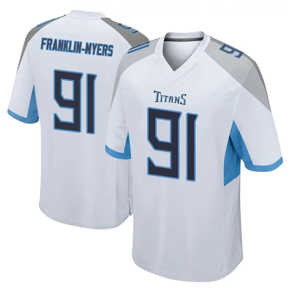 T.Titans #91 John Franklin-Myers Player White Home Game Gdoa Stitched Jerseys
