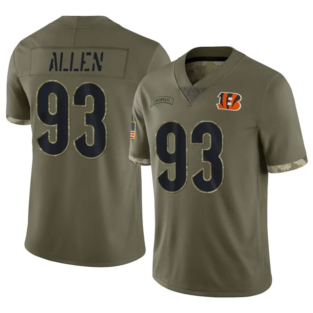 C.Bengals #93 Jonathan Allen Player Olive Salute to Service Limited Game Gdoa Stitched Jerseys