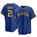 S.Mariners #2 Cole Young Player Royal City Connect Home Game Fdoa Stitched Jerseys